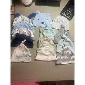 Baby hats 0-3 mo mixed brands set of 13